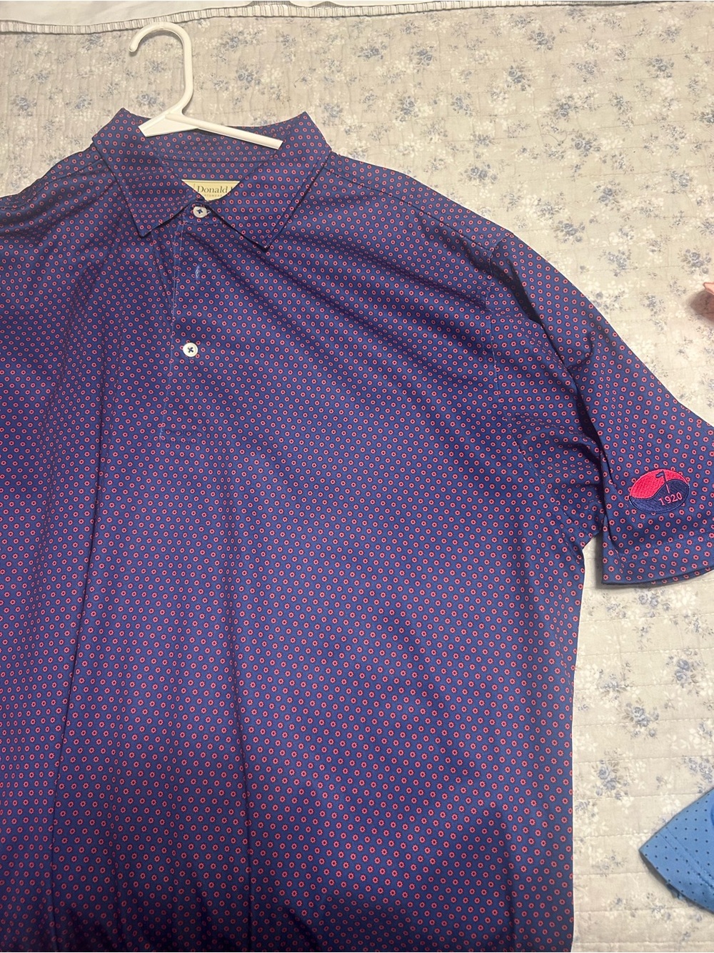 Donald Ross Men's Golf Polo Purple Geometric Short-Sleeve Shirt